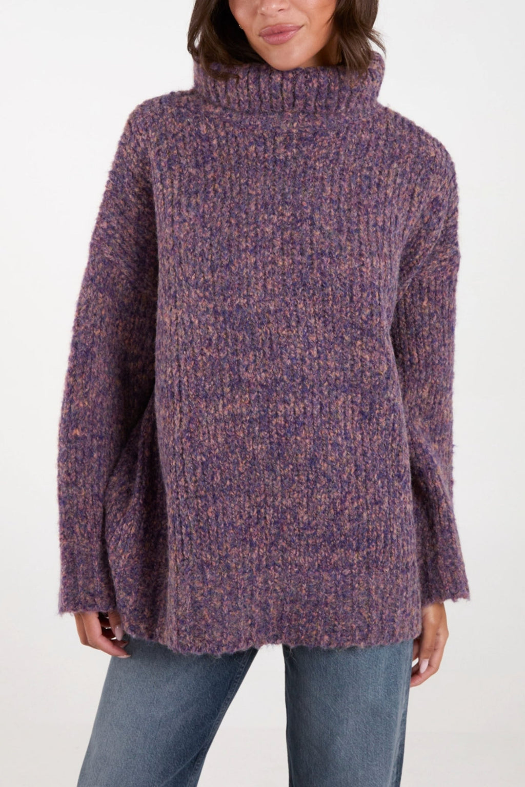 Purple Turtle Neck Speckled Jumper