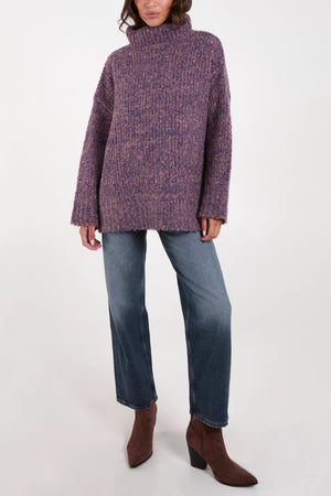 Purple Turtle Neck Speckled Jumper