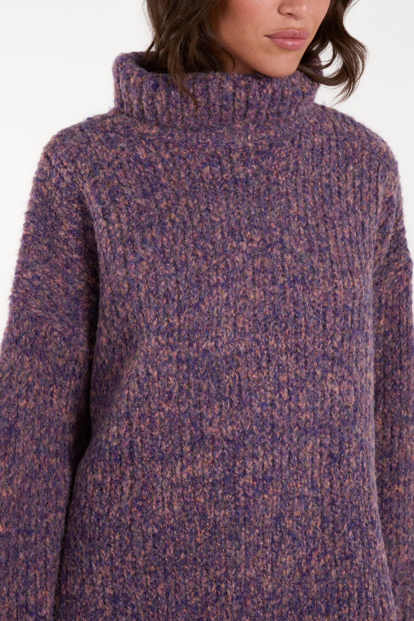 Purple Turtle Neck Speckled Jumper