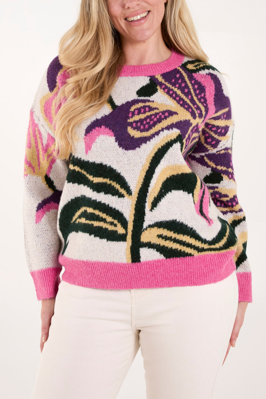 Glitter Flower Pink Knit Jumper