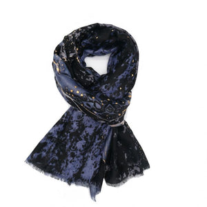 Red Cuckoo Marbled Gold Flow Scarf (Blue)