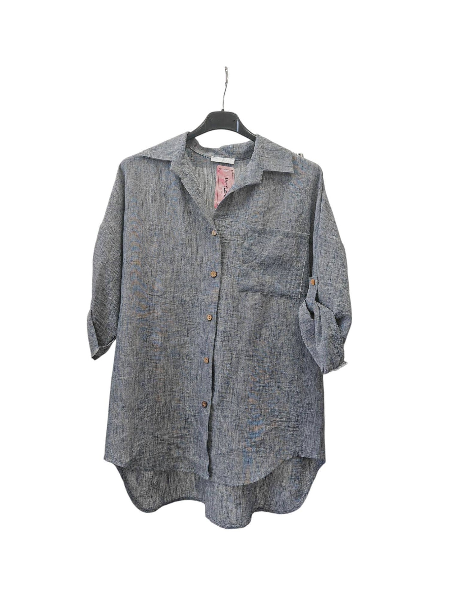 Italian One Size Full Button Linen Shirt