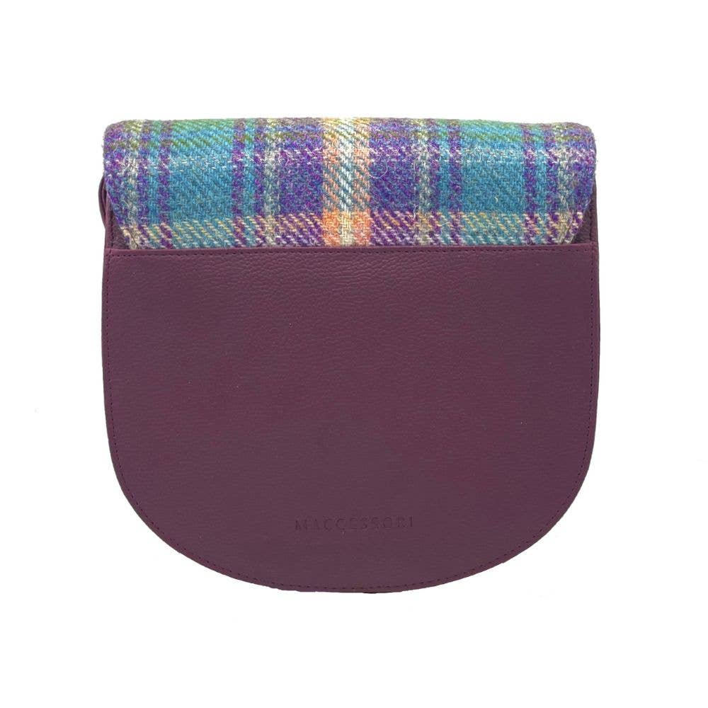 Harris Tweed Crossbody Bag Green Purple Plaid
