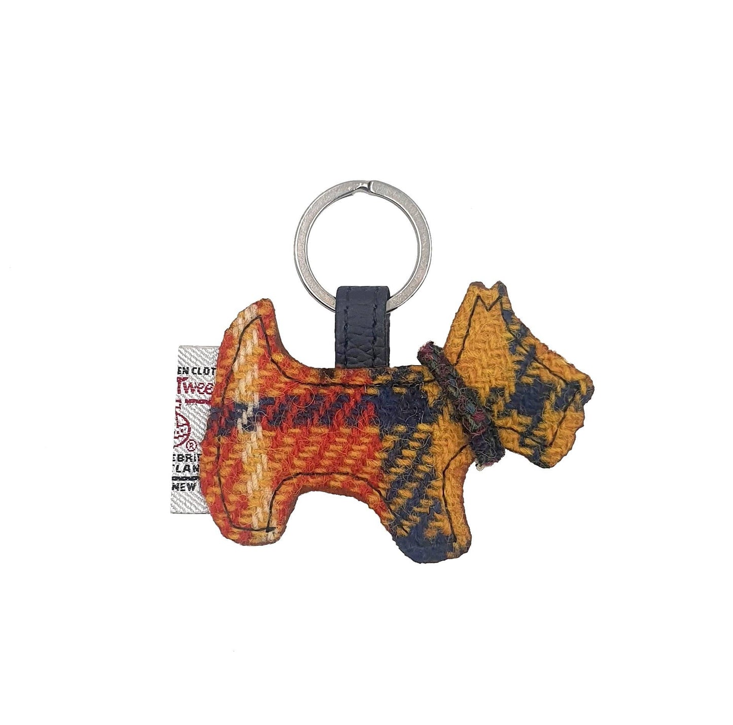 Harris Tweed Scotty Dog Keyring Saffron