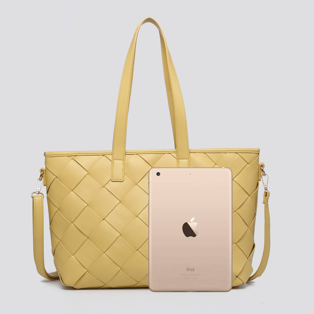 Woven Leather Look Tote Bag