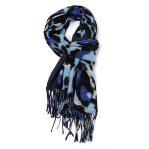 Red Cuckoo Blue Edge Leopard Scarf