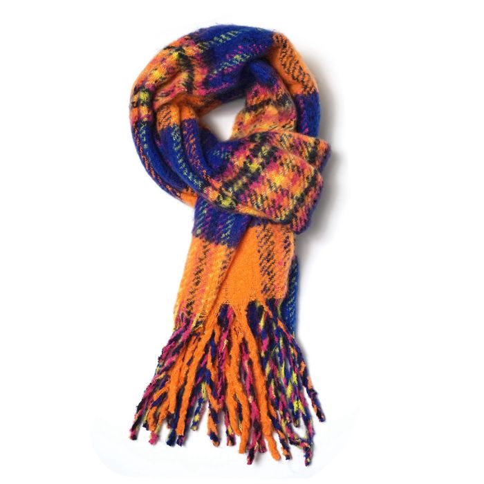 Red Cuckoo Orange Tartan Scarf