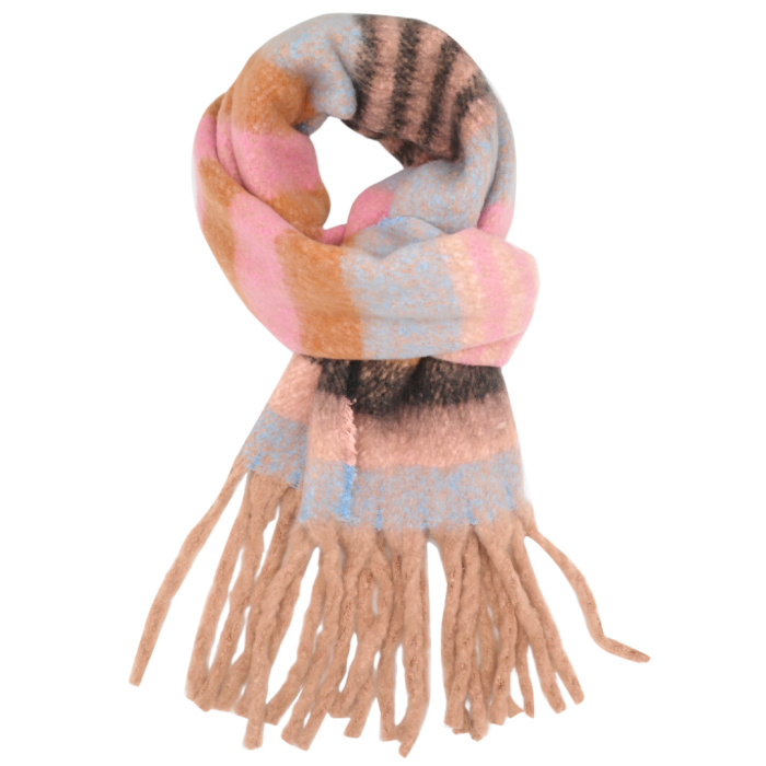 Red Cuckoo Pink Striped Scarf