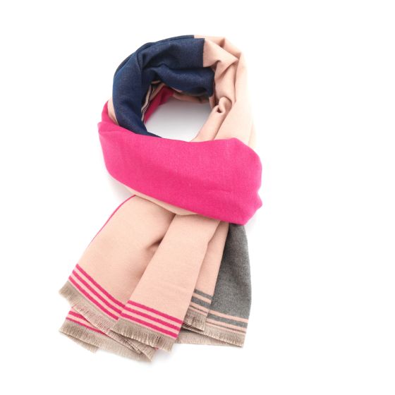 Pink and Navy Patch Scarf