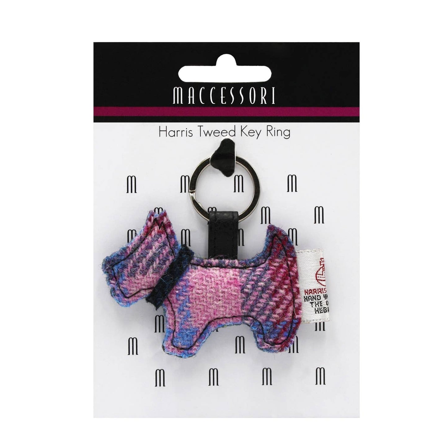 Harris Tweed Scotty Dog Keyring Pastel Pink