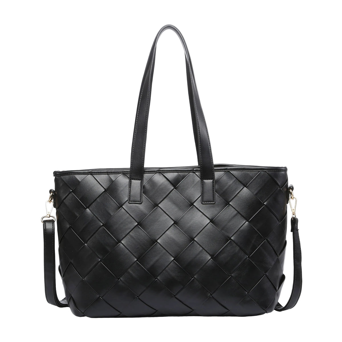 Woven Leather Look Tote Bag