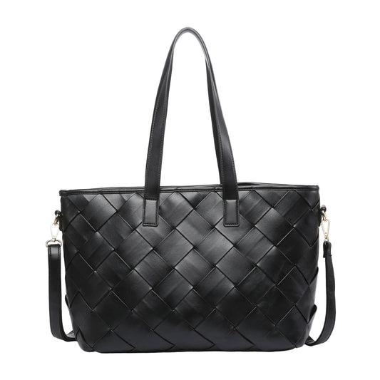Woven Leather Look Tote Bag