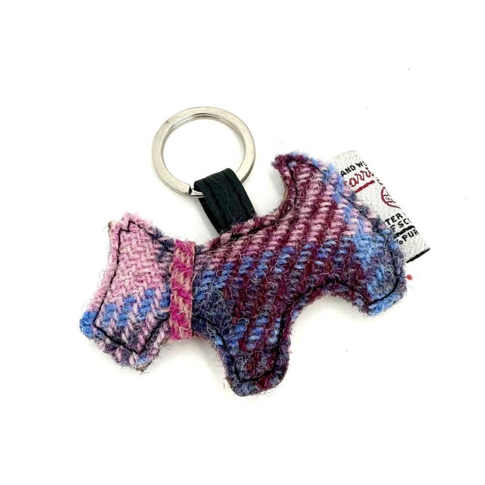 Harris Tweed Scotty Dog Keyring Pastel Pink
