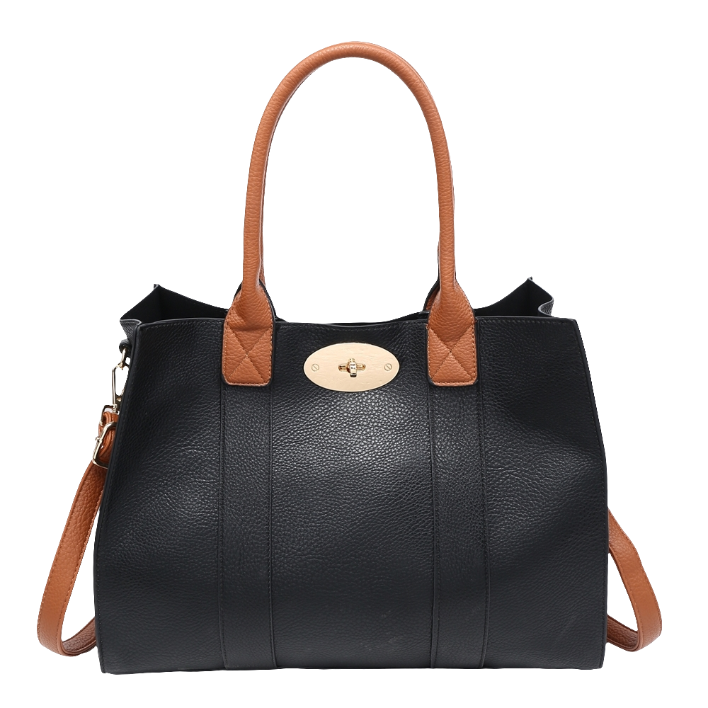 Soft Black and Tan Tote with Additional Bag