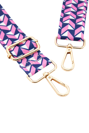 Navy-Pink Geometric Print Bag Strap