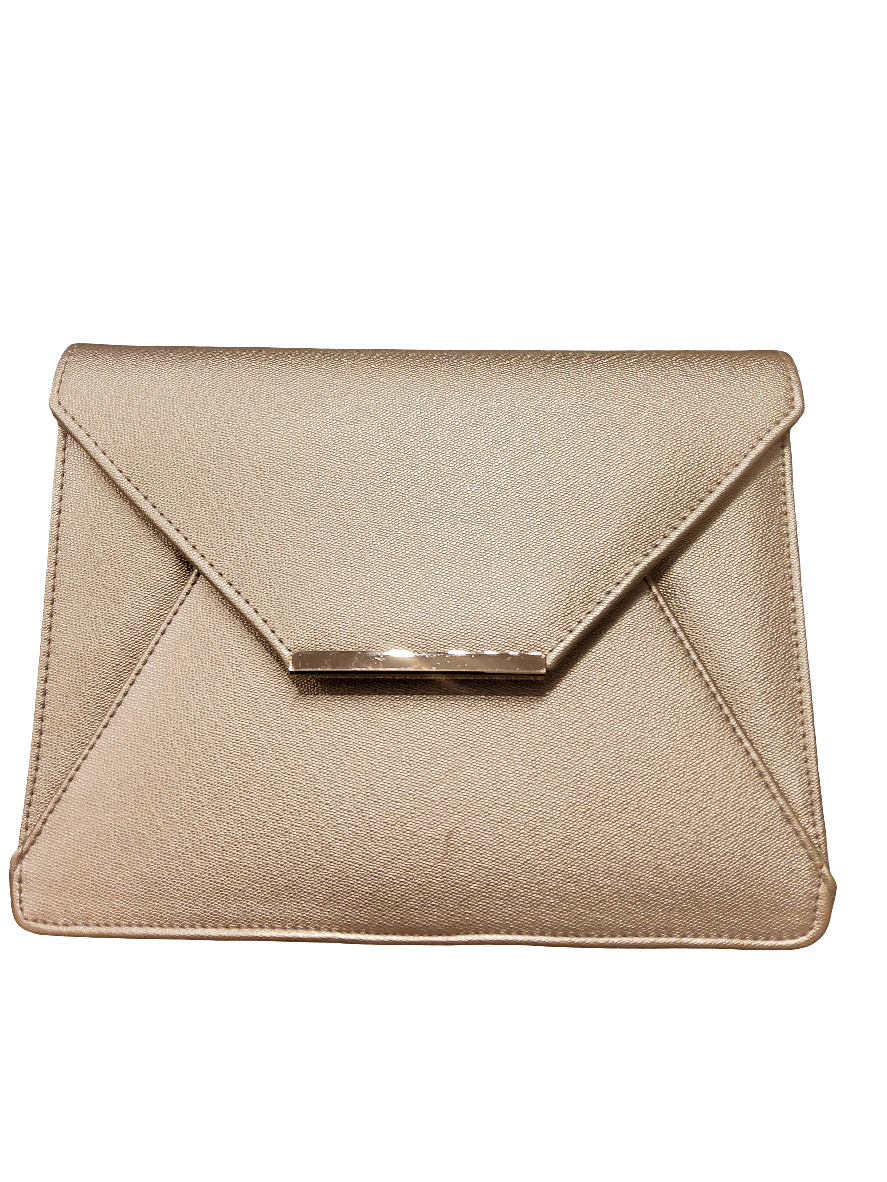 Gold Shimmer Envelope Clutch Bag with Chain Strap