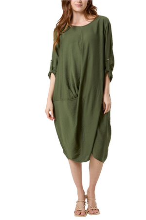 Twisted Front Long Sleeve Dress