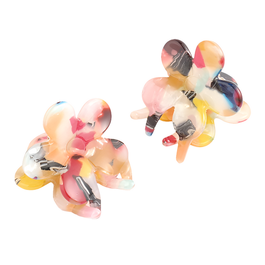 Multi Coloured Flower Clip Duo