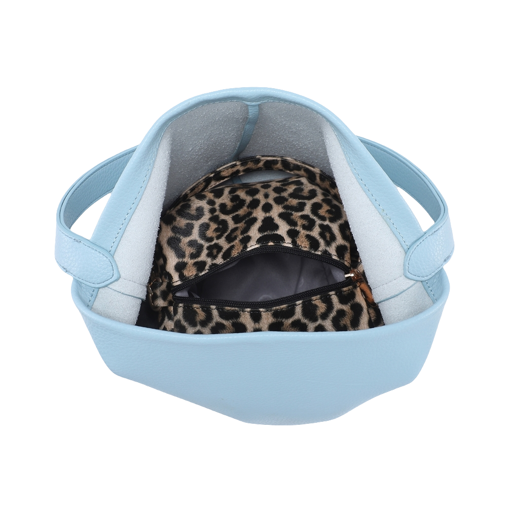 2 in 1 Bucket Tote with Small Animal Print Bag