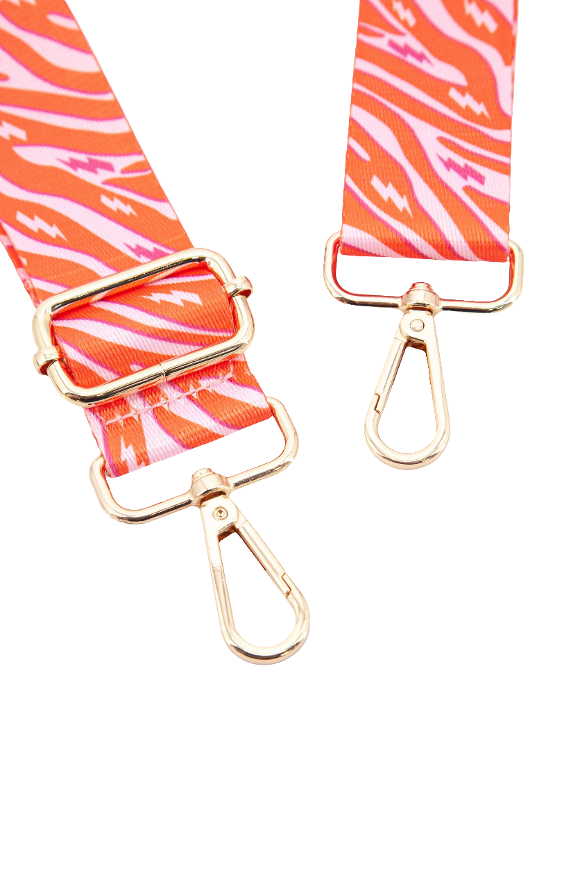 Two Tone Zebra and Lightning Bolt Bag Strap