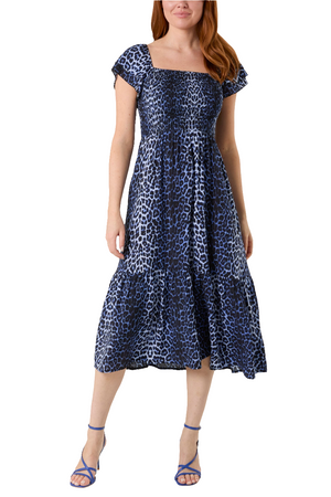 Blue Smock Leopard Print Dress