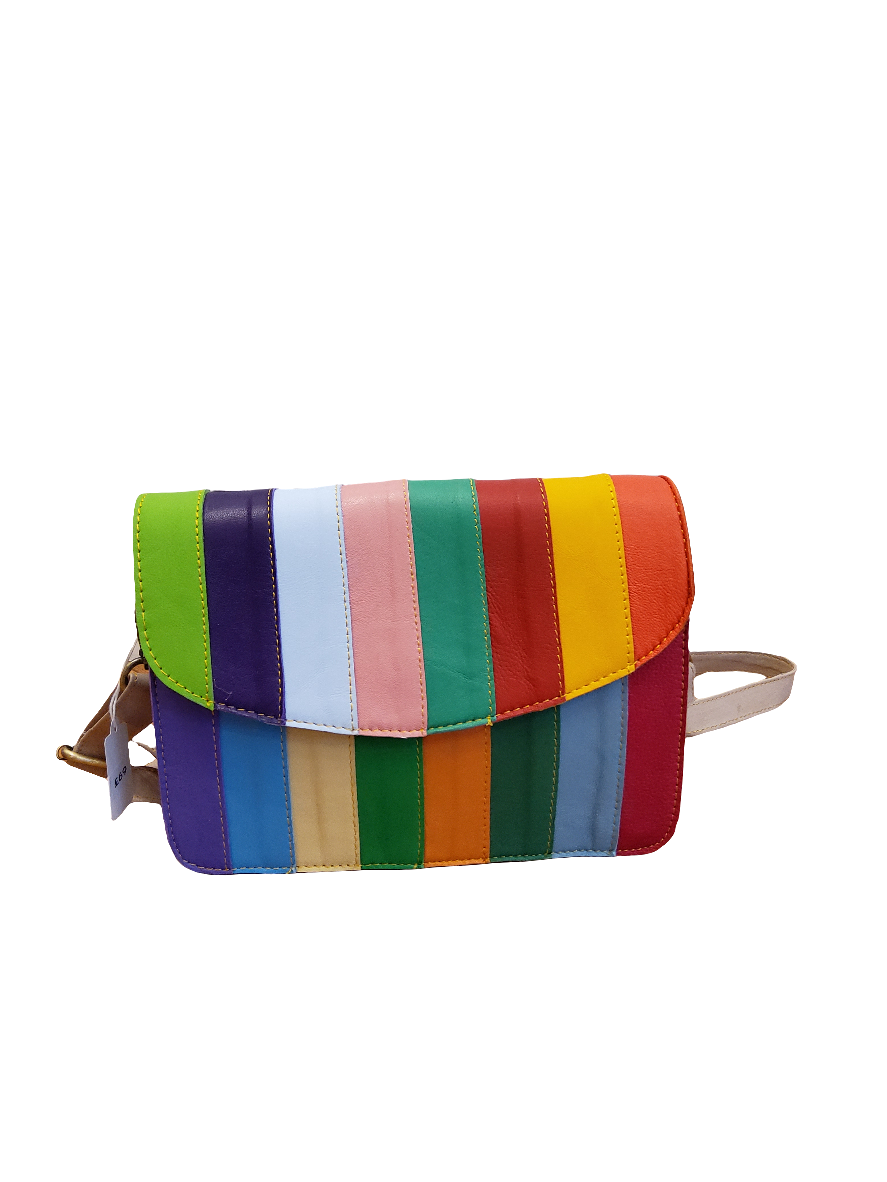 Striped Rectangular Leather Crossbody