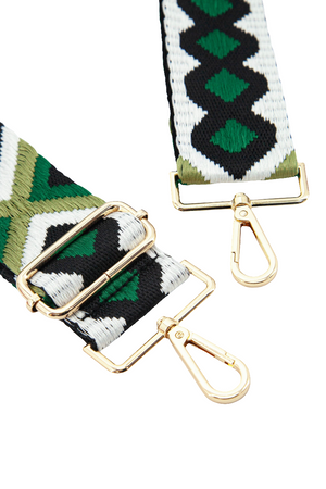 Woven Aztec Print Green Bag Strap