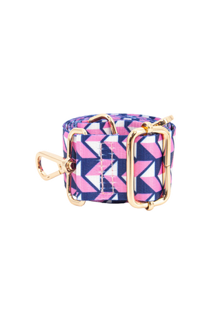 Navy-Pink Geometric Print Bag Strap