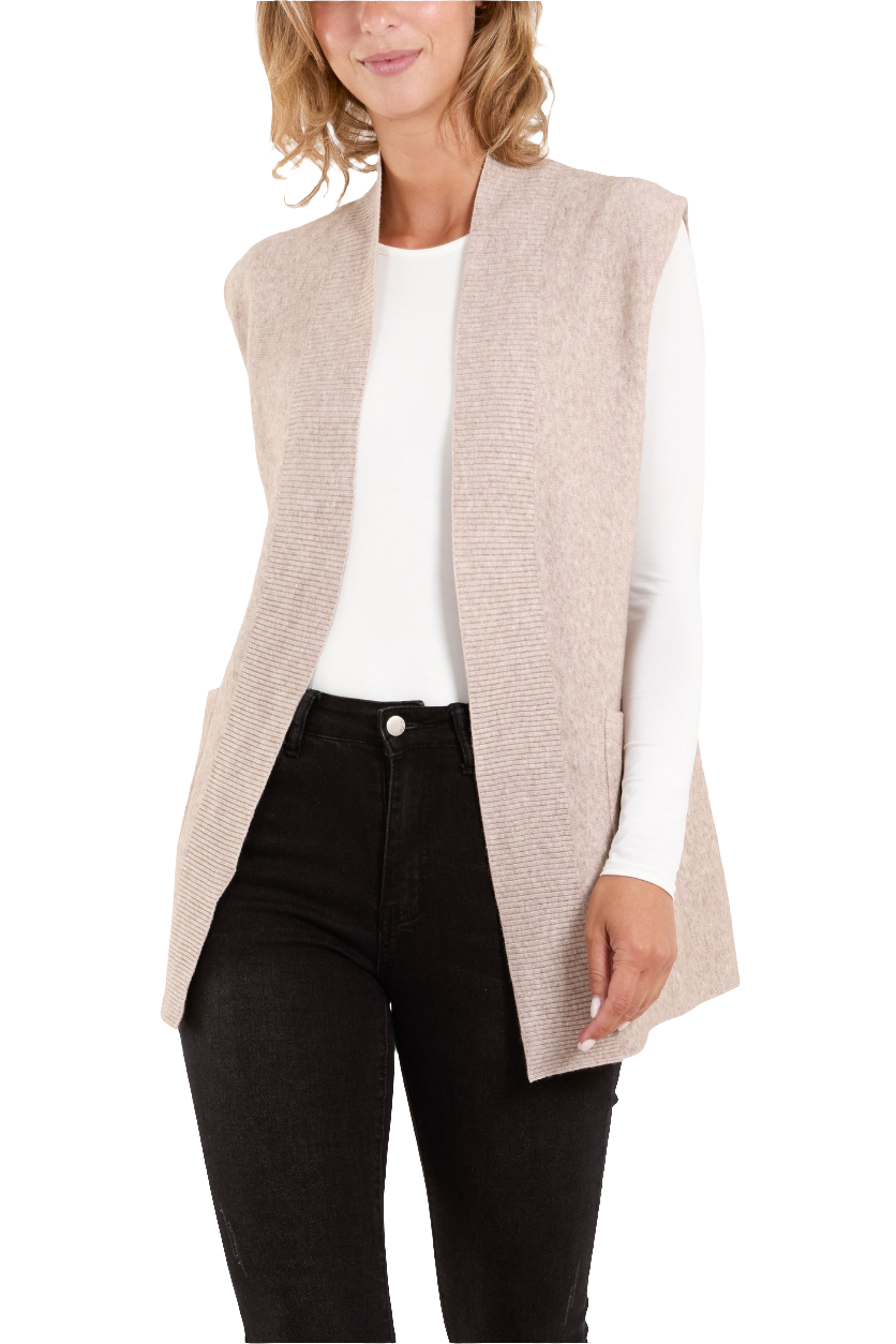 Longline Knit Waistcoat with Pockets