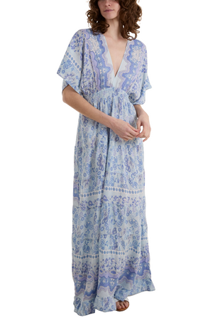 Tassel Back V-Neck Floral Maxi Dress