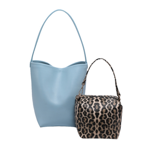 2 in 1 Bucket Tote with Small Animal Print Bag