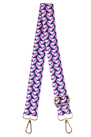 Navy-Pink Geometric Print Bag Strap