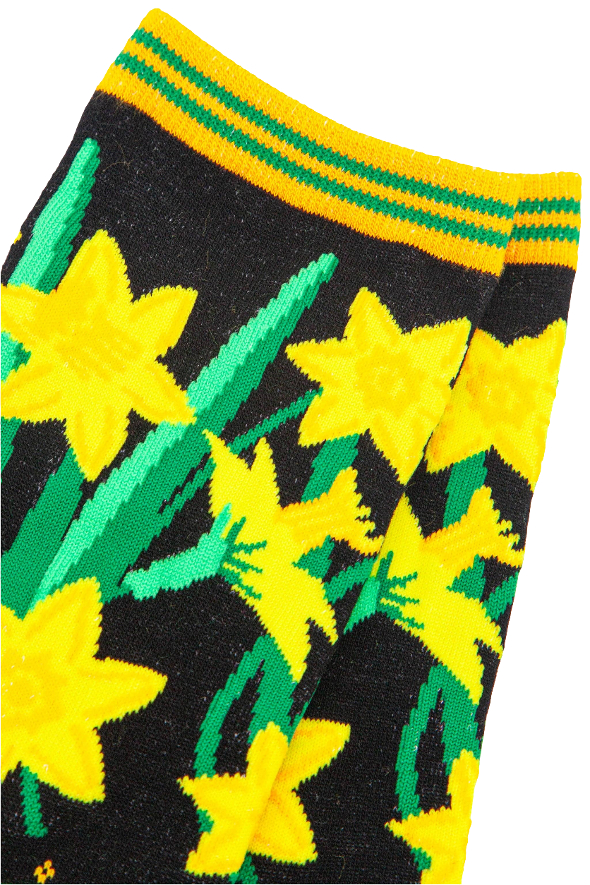 Women's Welsh Daffodil Floral Print Bamboo Socks