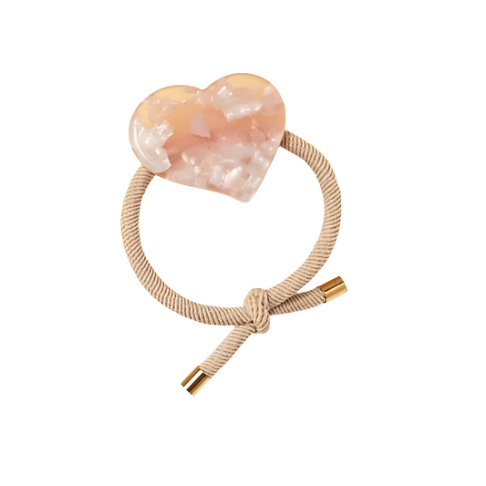 Pink Heart Elastic Hair Tie