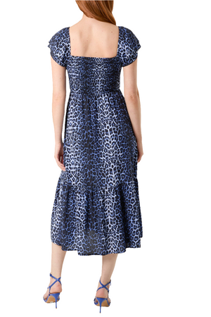 Blue Smock Leopard Print Dress
