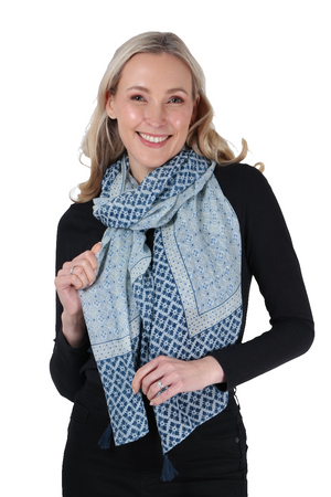 Light Blue Mosaic Print Scarf