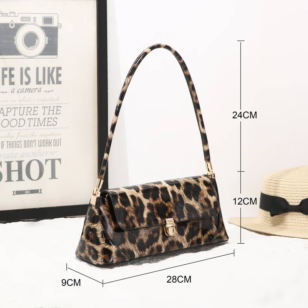 Leopard Print Top Handle Bag