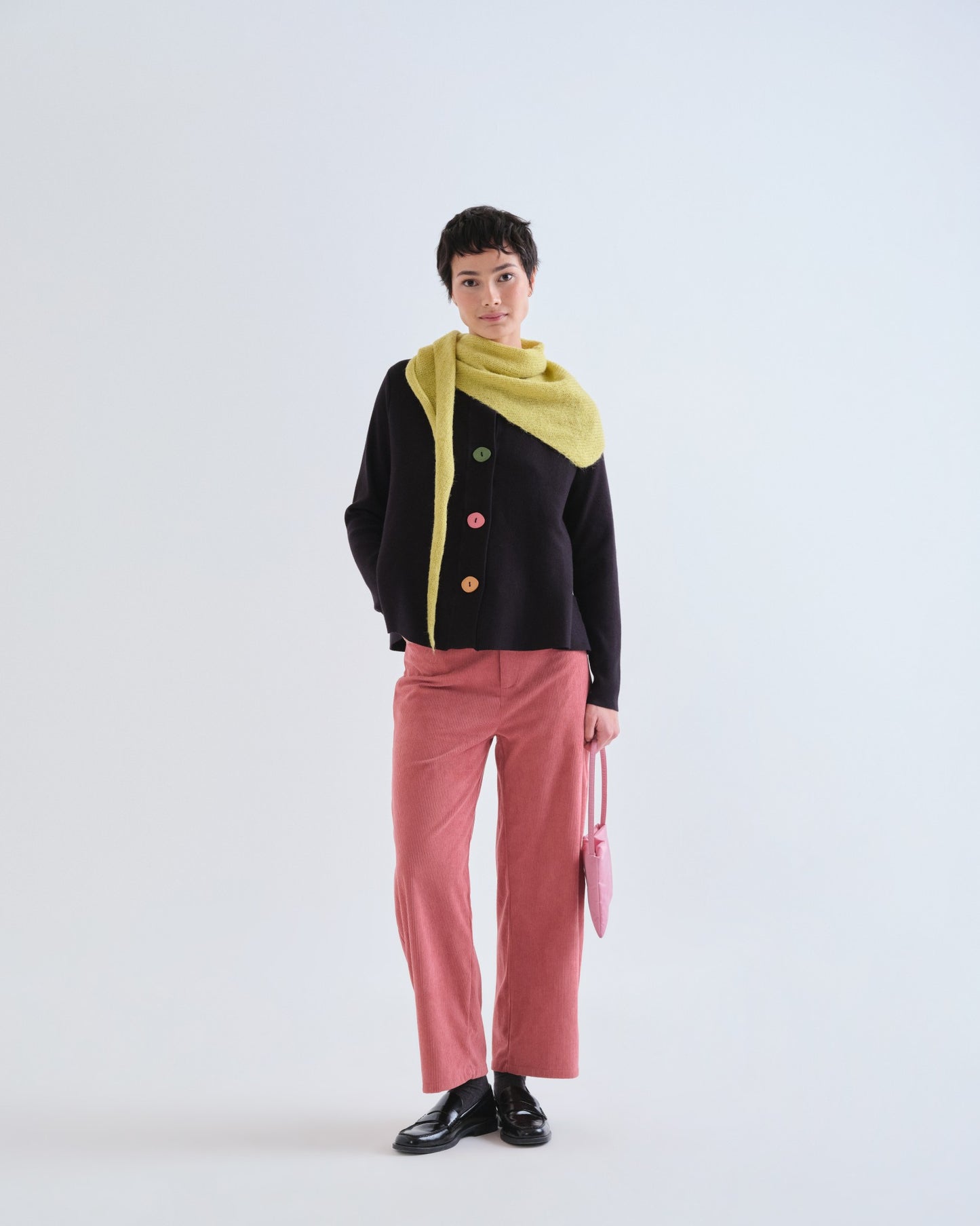 Pre-order* Compañía Fantástica: Black Cardigan with colourful buttons