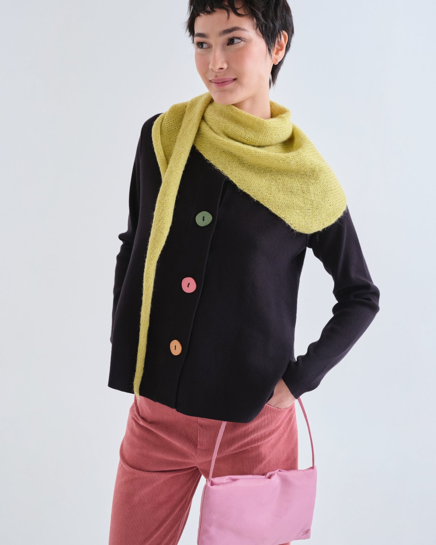 Pre-order* Compañía Fantástica: Black Cardigan with colourful buttons