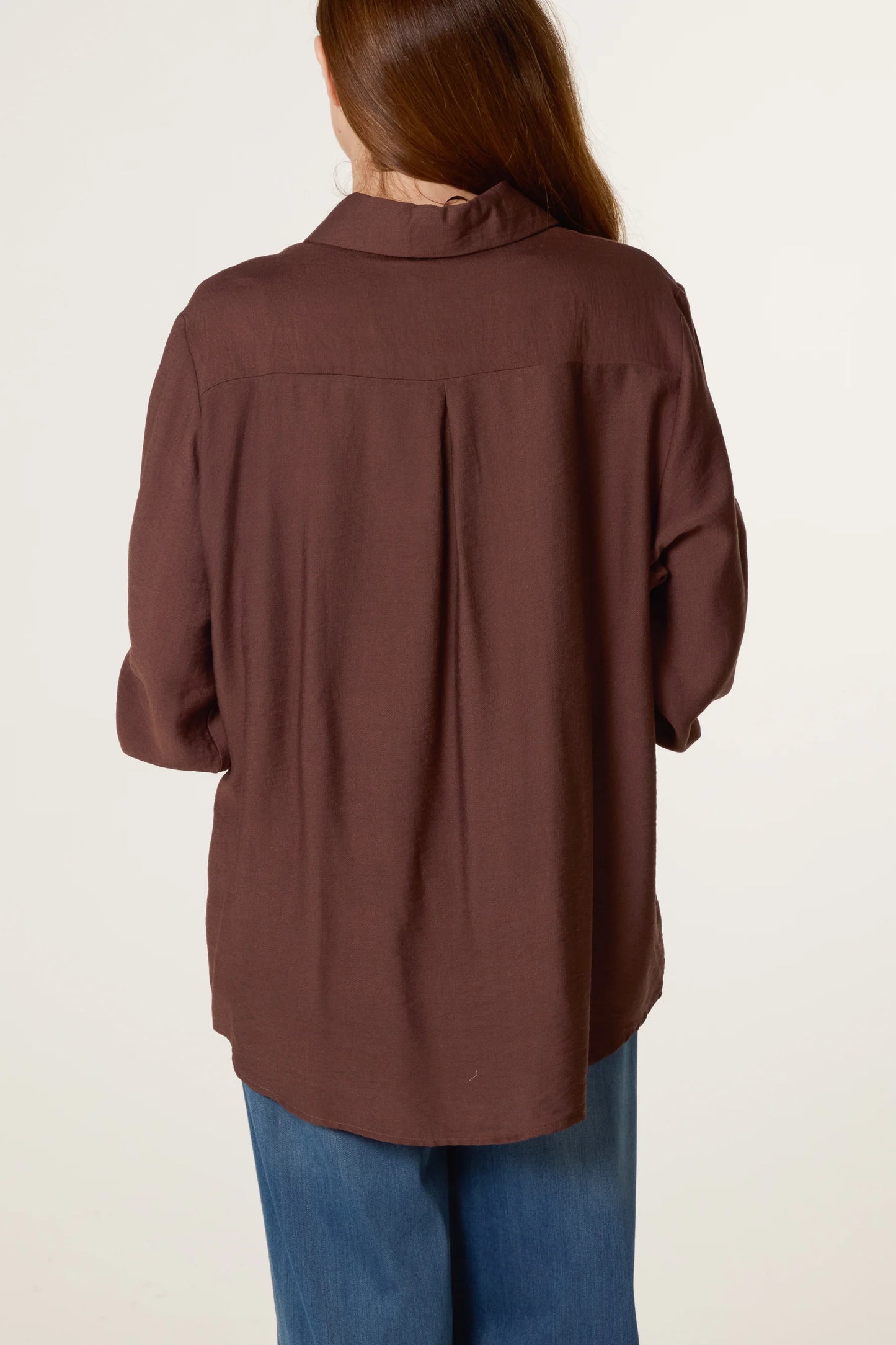 Floral Embroidery Roll Sleeve Shirt