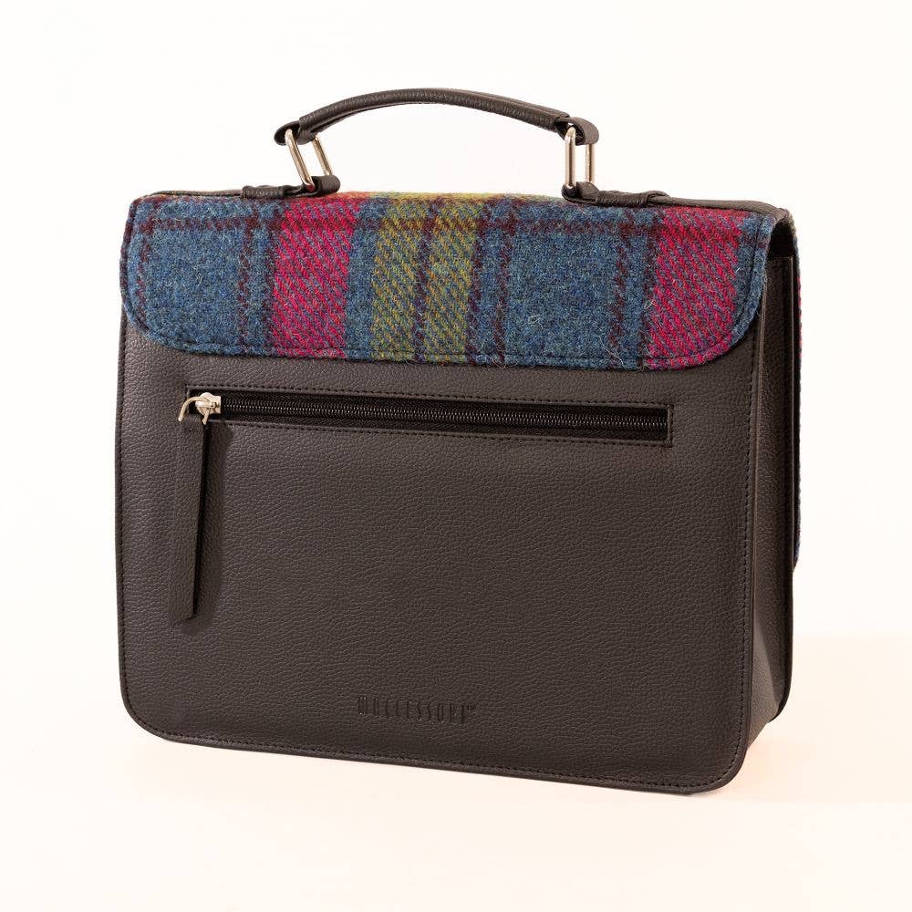 Harris Tweed Ladies Messenger Bag Blue/Pink Check