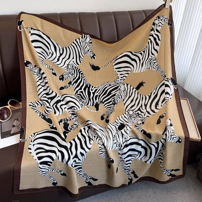 Zebra Pattern Square Cotton Scarf