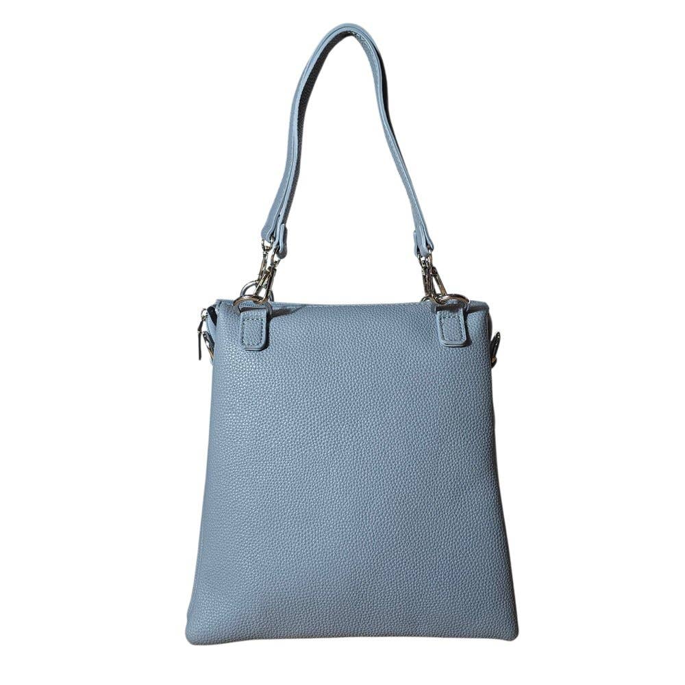 Ladies Crossbody Messenger Faux Leather Bag 7115 Light Blue