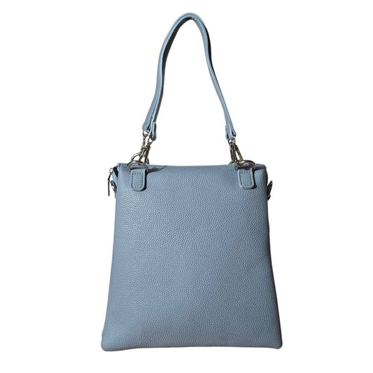 Ladies Crossbody Messenger Faux Leather Bag Light Blue