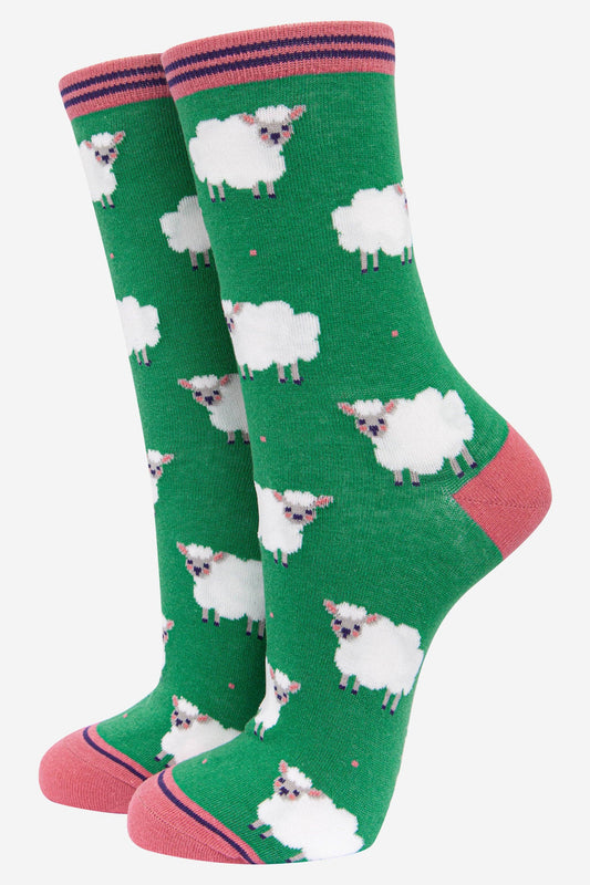 Women's Bamboo Socks - Green, Lamb