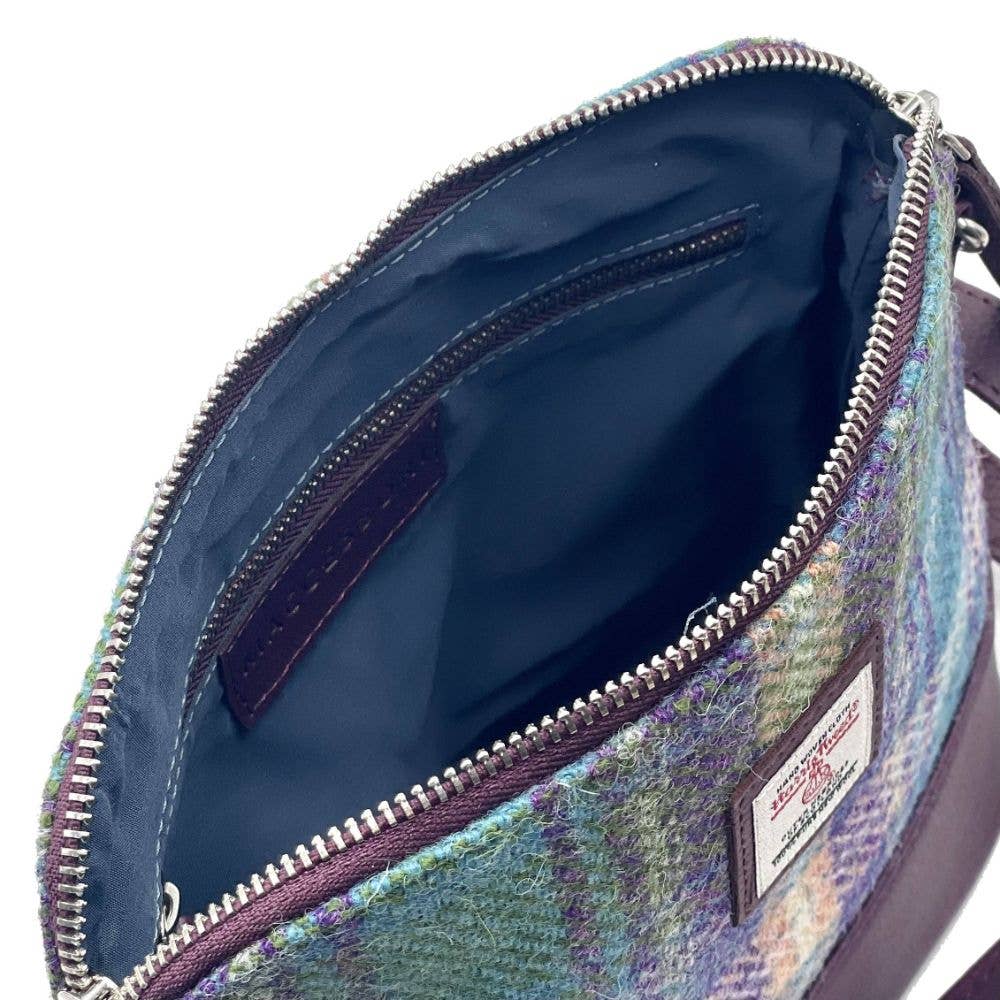 Harris Tweed Square Shoulder Bag Green/Purple Plaid