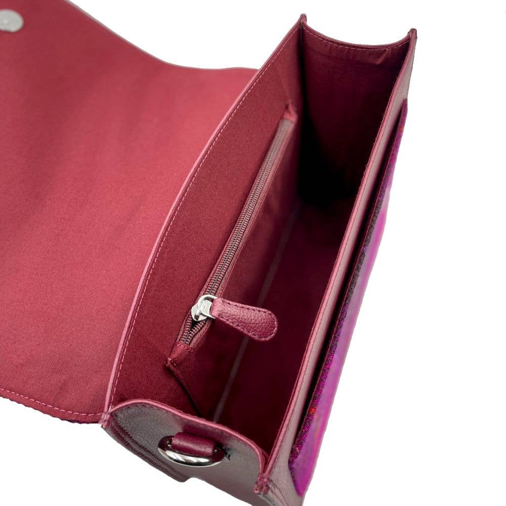 Harris Tweed Ladies Messenger Bag Purple Check