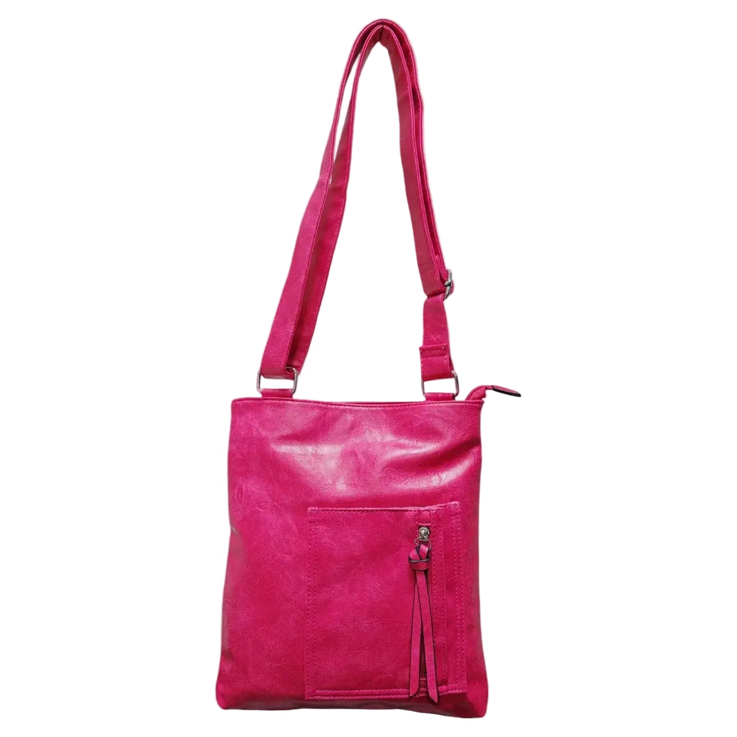 Classic Front Pocket Hot Pink Crossbody Bag