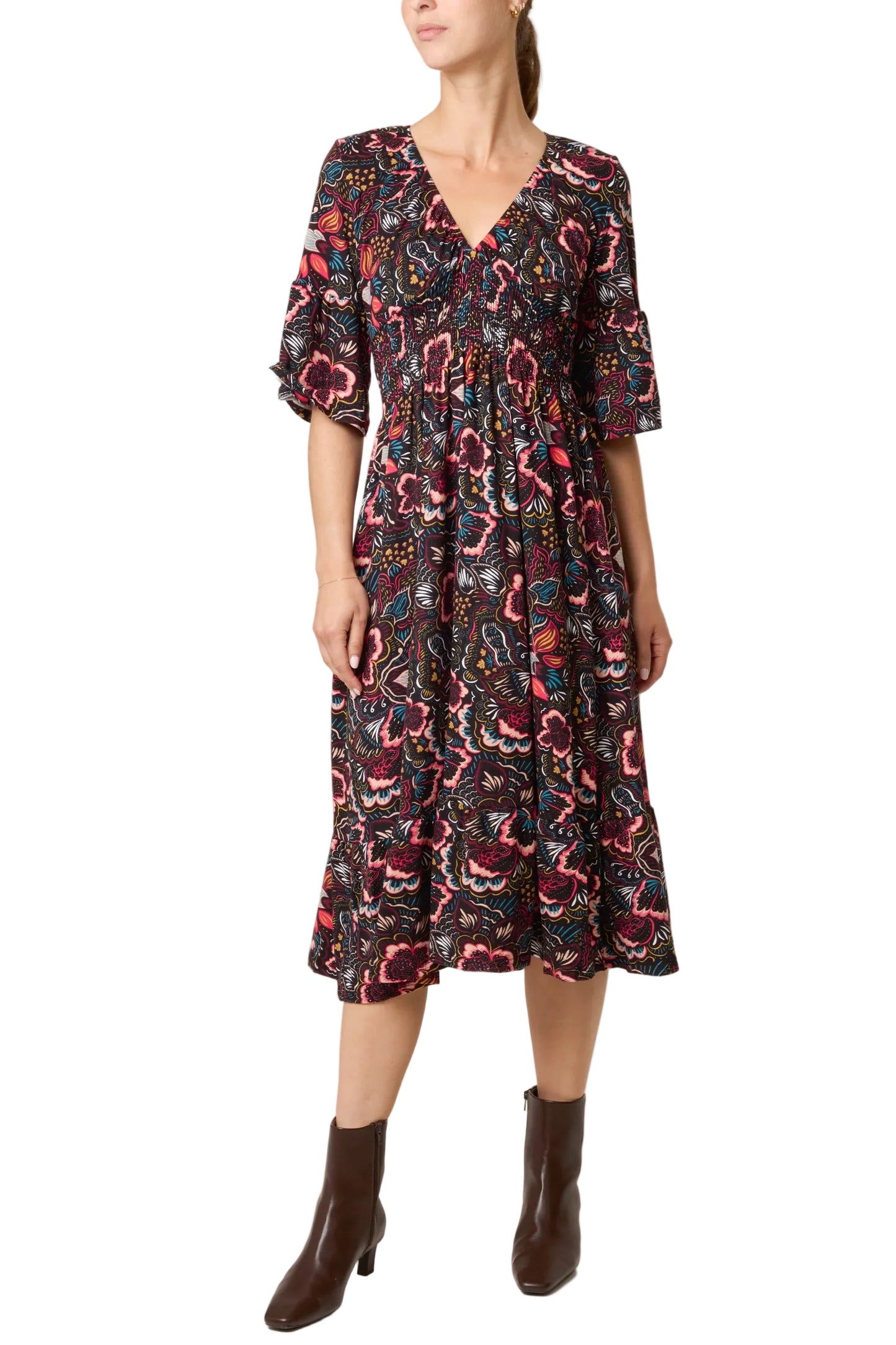 Bold Abstract Floral Print Magic Dress