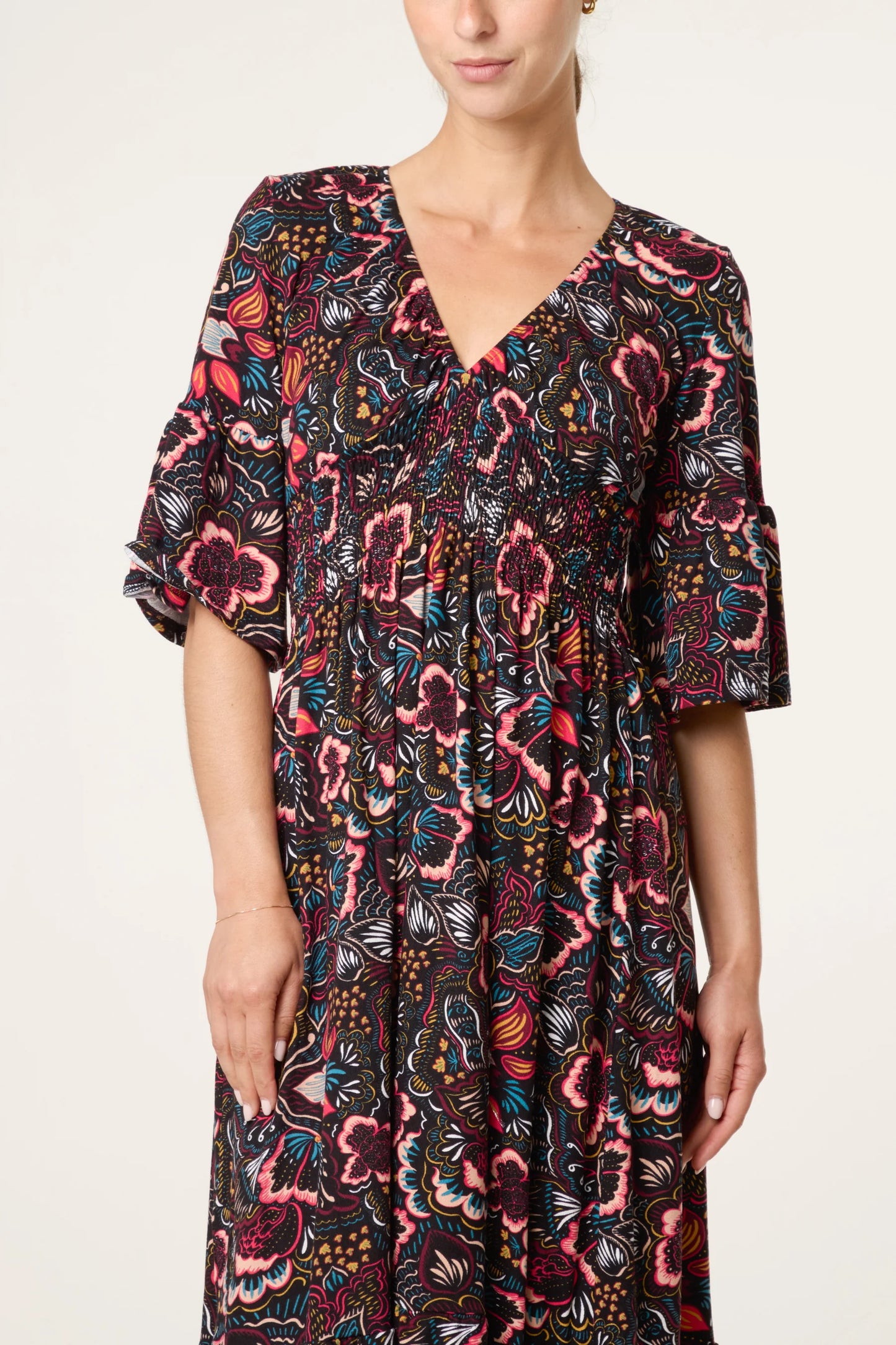 Bold Abstract Floral Print Magic Dress